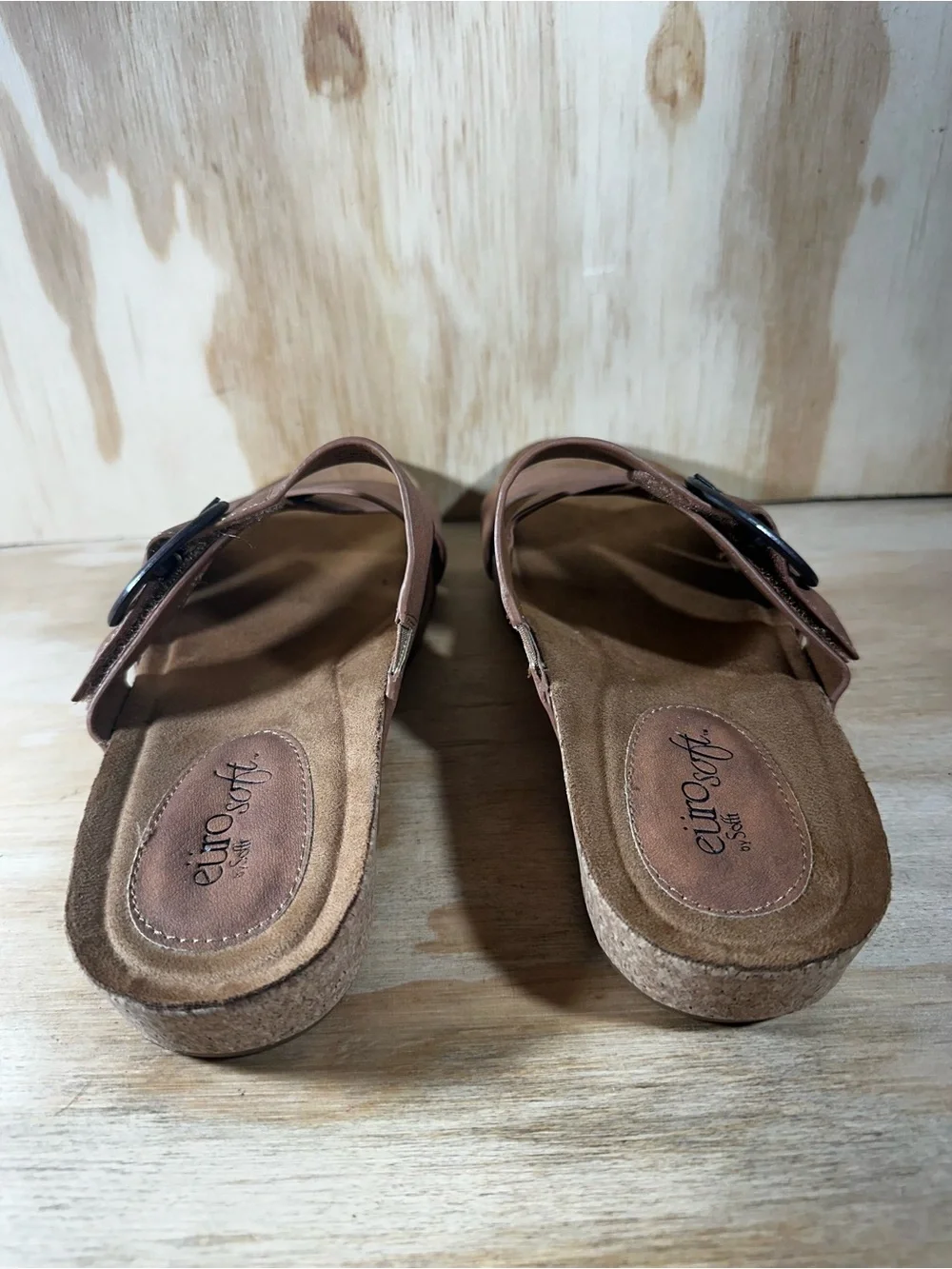 Eurosoft Gwenda Brown Cork Slide Sandals Women’s Size 8.5